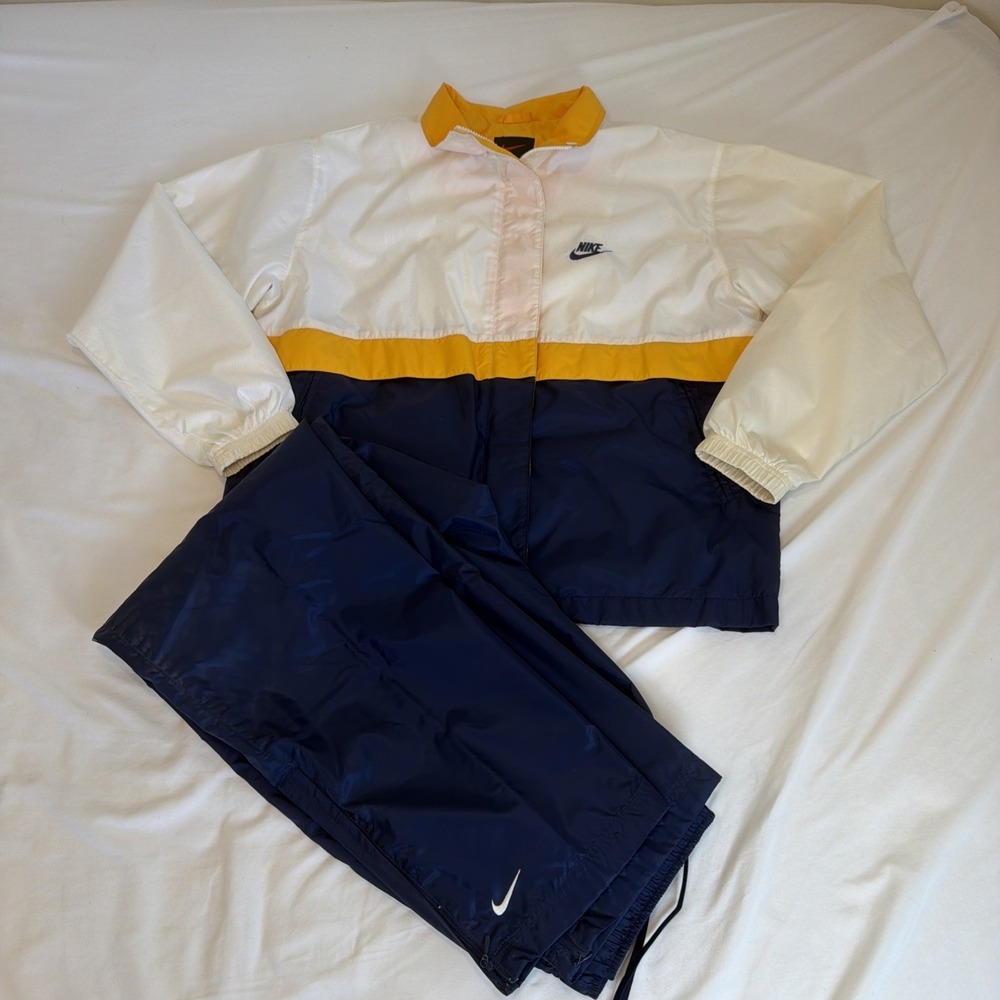 Vintage Nike Nylon Tracksuit Set  Jacket & Track Pants Men's Size Medium 90s Y2K